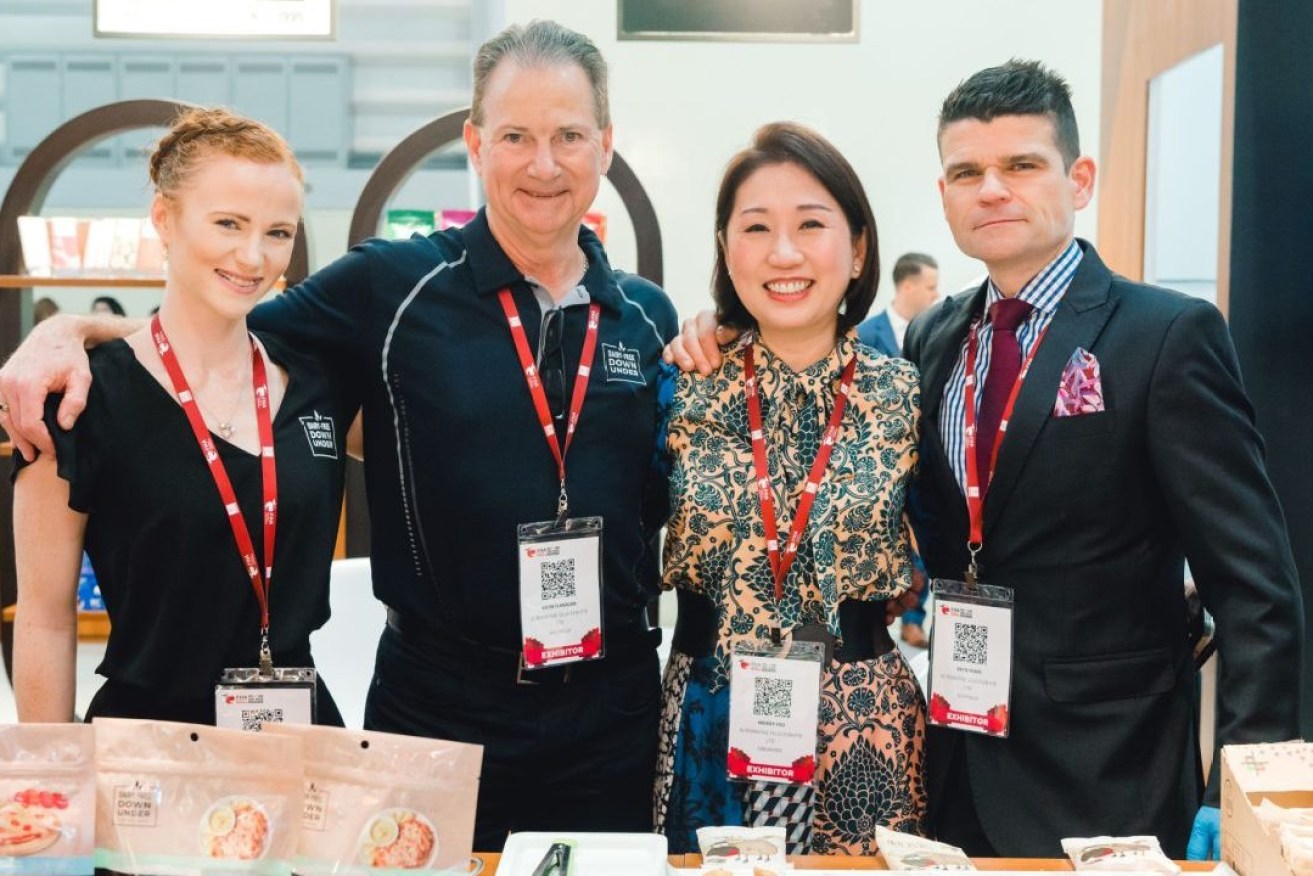 Stacey and Kevin Flanagan with Wendy Foo, owner of their Singapore-based distributor Alternative Selection, and Bryn Pears of Silly Yak Foods