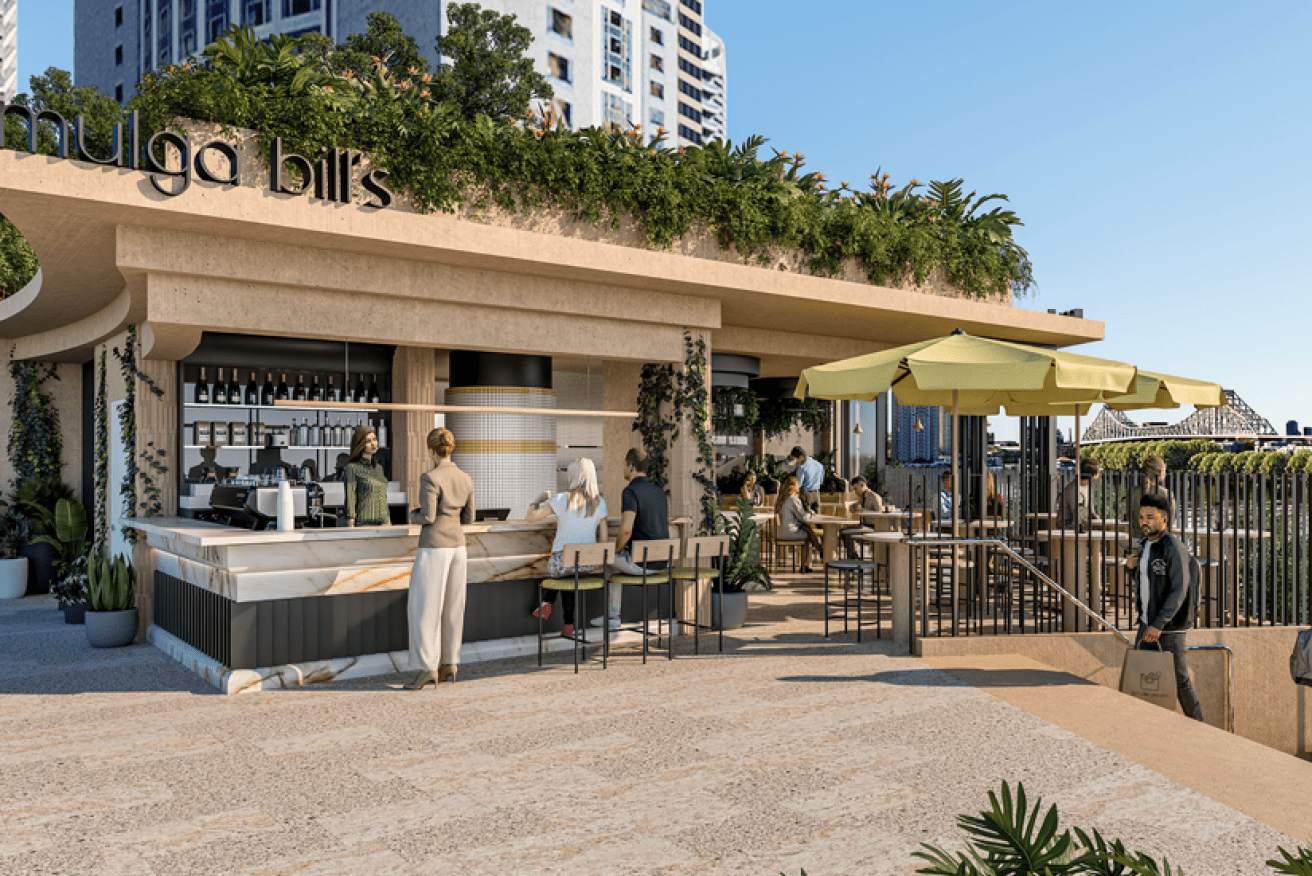 Mulga Bills is one of two new restaurants planned for the Kangaroo Point Green Bridge next year. (Image: Supplied)