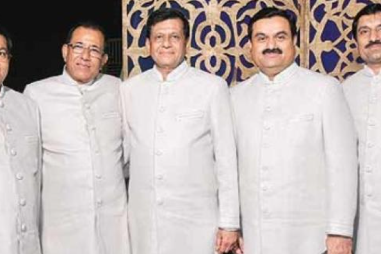 Vinod Adani (second from left) and Adani chair Gautum (second from right) -pic Bollywoodshaadis.com