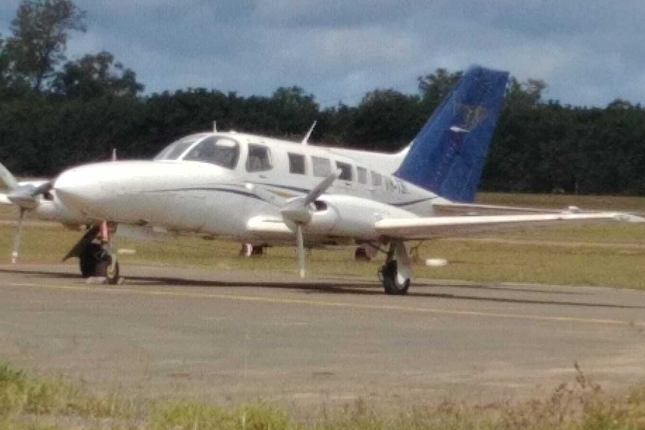 An aircraft used by an alleged organised crime syndicate at Mareeba in North Queensland. An operation involving Australian authorities seized cocaine with an estimated street value of $80 million in an international operation . (AAP Image/AFP) 