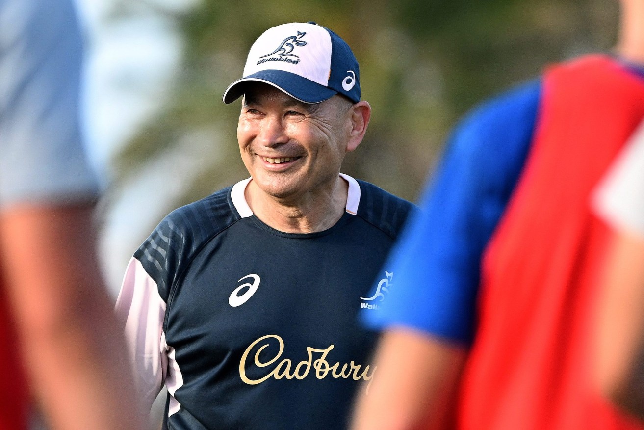 Former head coach Eddie Jones is seen during an Australian Wallabies training session at Sanctuary Cove on the Gold Coast,. Jones will now coach Japan in an agreement that shocked no-one. (AAP Image/Dave Hunt) 