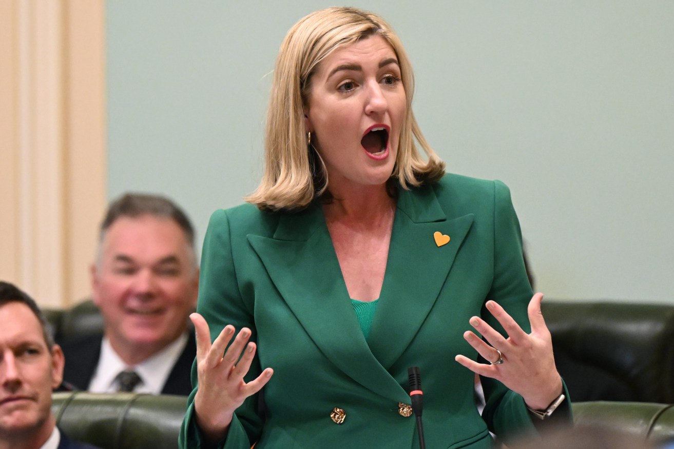 Health Minister Shannon Fentiman in question time Queensland Parliament House. (AAP Image/Darren England) 