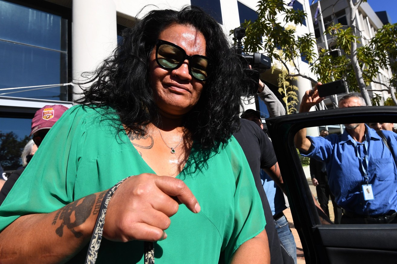Uiatu "Joan" Taufua, mother of Brisbane Broncos star Payne Haas, leaves the magistrates court in Southport. . (AAP Image/Dan Peled) 
