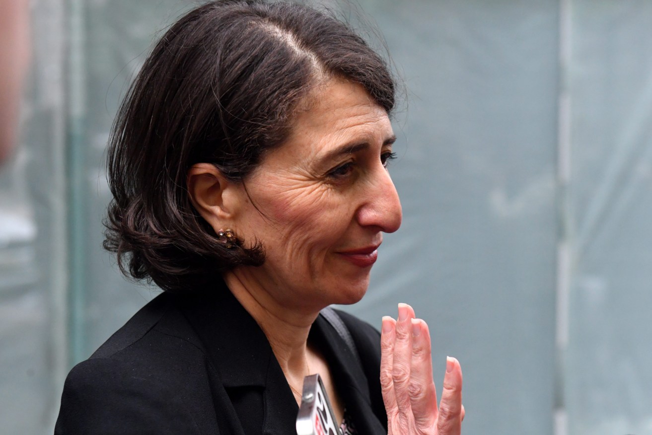 Former NSW Premier Gladys Berejiklian speaks to the media after appearing at the Independent Commission Against Corruption (ICAC) hearing in Sydney, Monday (AAP Image/Mick Tsikas)  