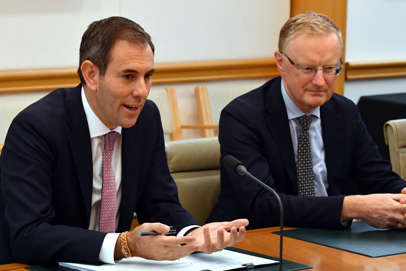 Treasurer Jim Chalmers meets with Reserve Bank of Australia Governor Dr Philip Lowe and other financial regulators at Parliament House . (AAP Image/Mick Tsikas) 