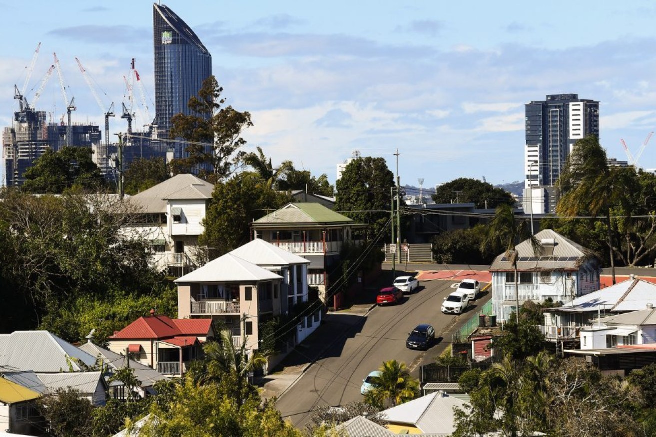 Houses are seen in the inner-city suburb of Paddington in Brisbane, (AAP Image/Jono Searle)