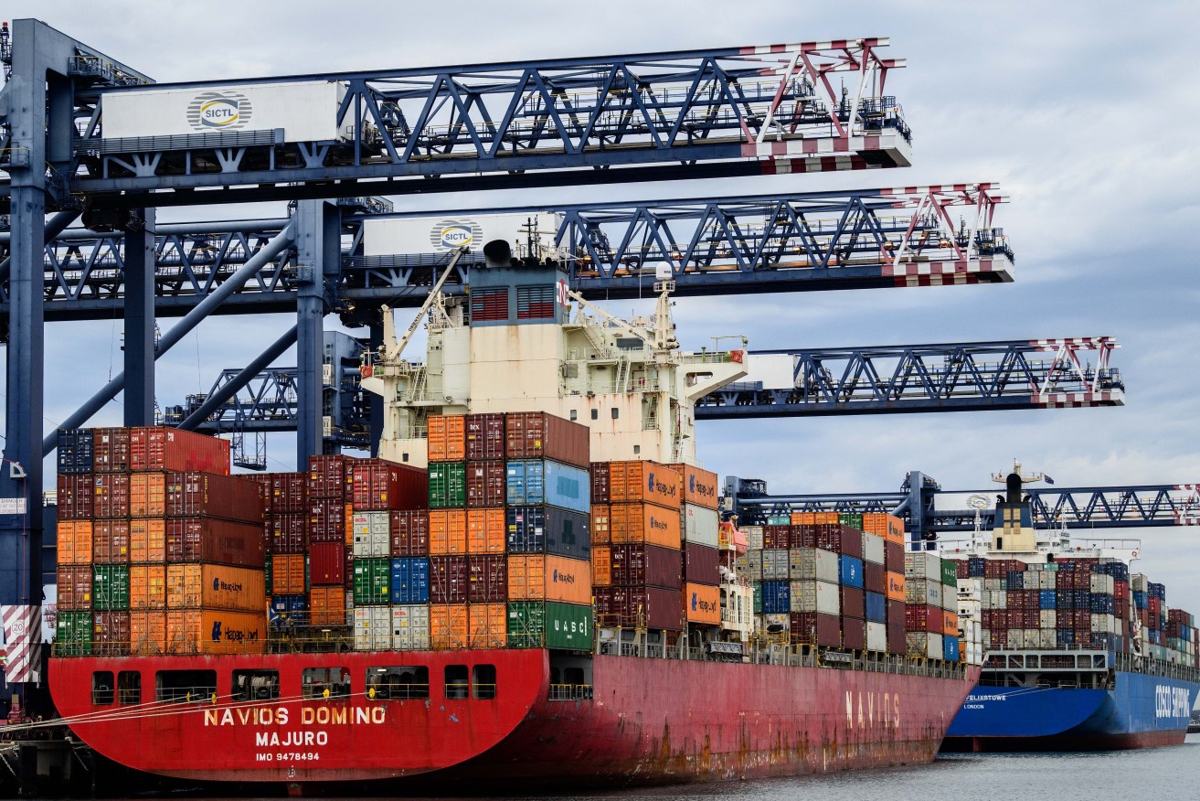 Shipping containers at Port Botany, Sydney, Thursday, August 4, 2022. (AAP Image/James Gourley) NO ARCHIVING