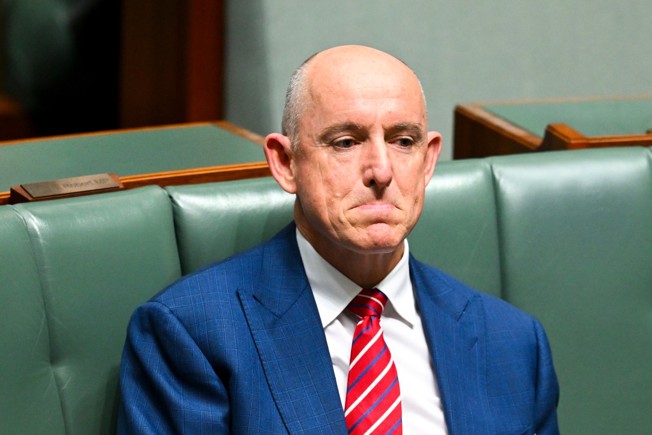 Shadow Assistant Treasurer Stuart Robert reacts during House of Representatives Question Time at Parliament House in Canberra, Wednesday, March 8, 2023. (AAP Image/Lukas Coch) NO ARCHIVING