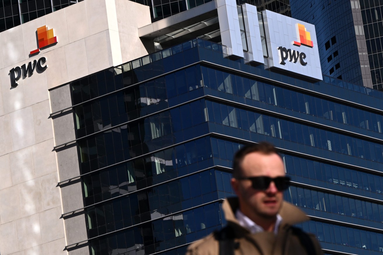 Signage at the PwC Australia offices in Melbourne. (AAP Image/Joel Carrett) 