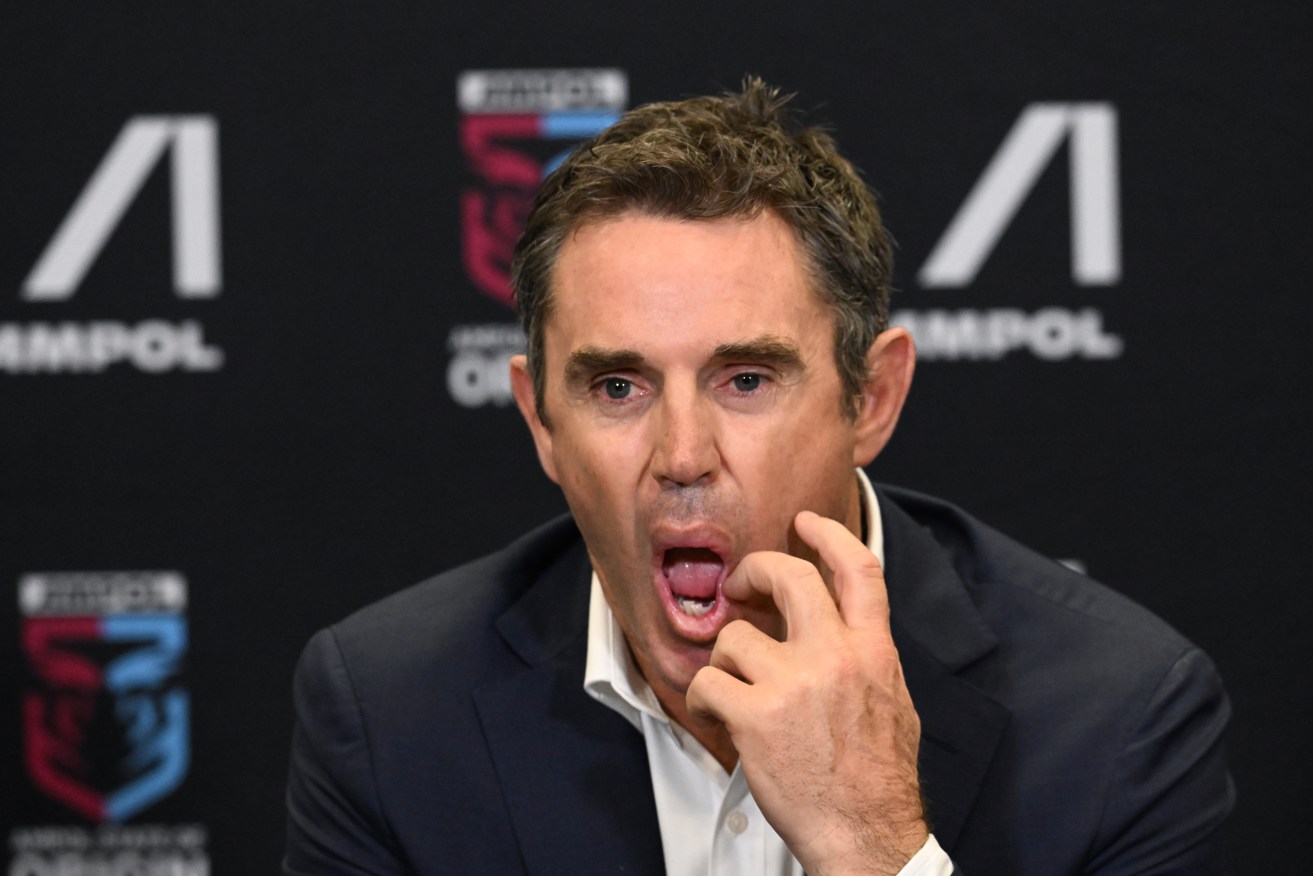 New South Wales coach Brad Fittler is seen talking to the media after losing the State of Origin 2023 - Game 2 between the Queensland Maroons and the NSW Blues at Suncorp Stadium in Brisbane, Wednesday, June 21, 2023. (AAP Image/Darren England) NO ARCHIVING, EDITORIAL USE ONLY