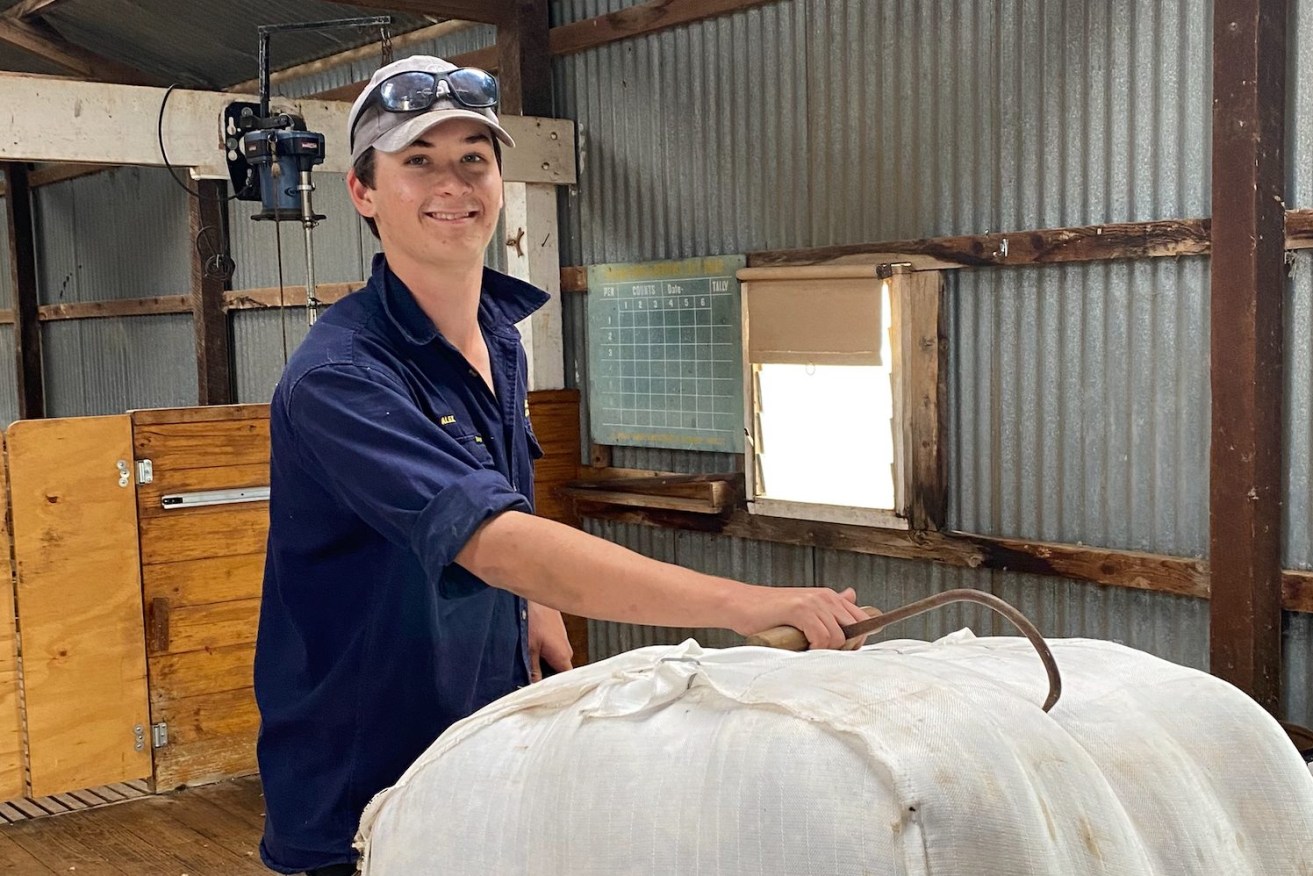 A supplied image shows former Brisbane student Alex Hoat his new job in Cummins, South Australia. (AAP Image/Supplied by Porter Novelli)