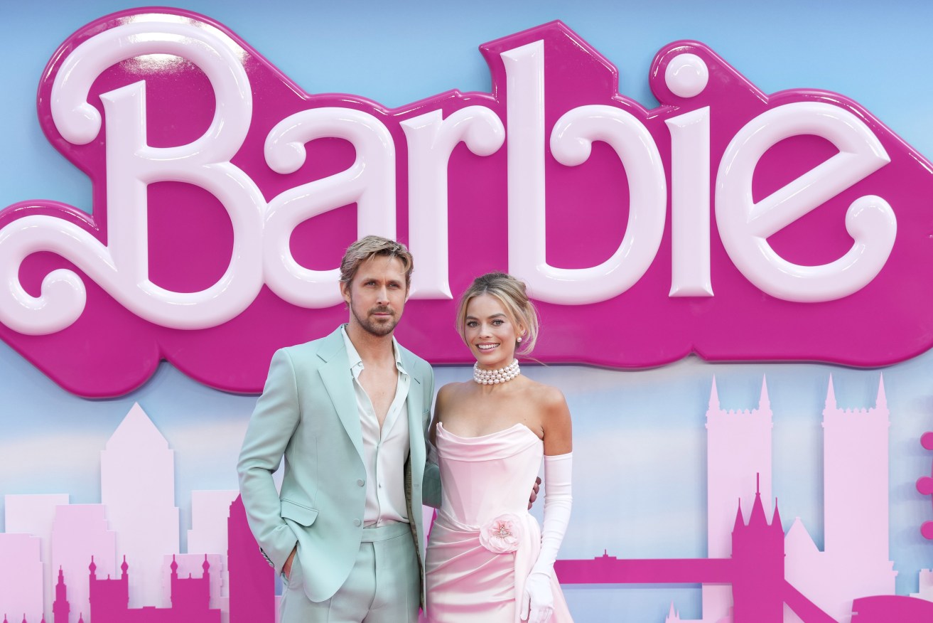 Ryan Gosling, left, and Margot Robbie pose for photographers upon arrival at the premiere of the film 'Barbie' on Wednesday, July 12, 2023, in London. (Scott Garfitt/Invision/AP)