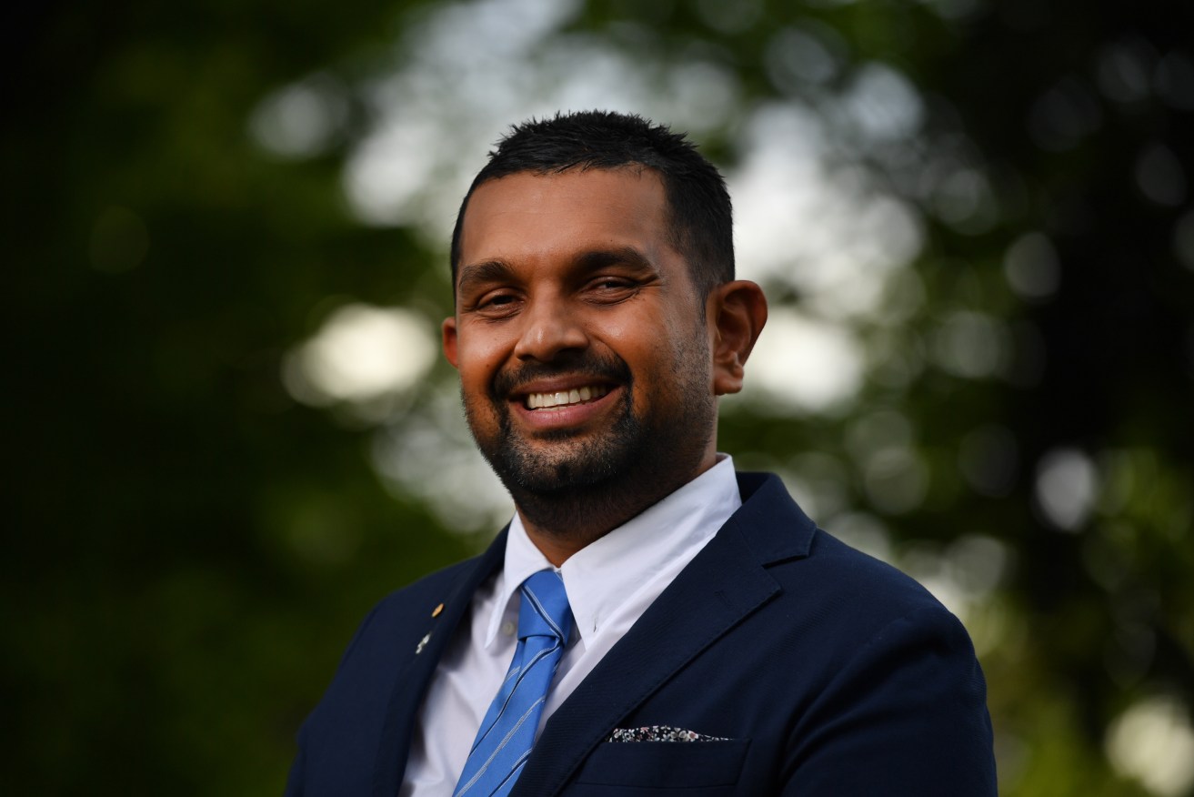 Queensland’s 2021 Australian of the Year finalist Dr Dinesh Palipana at a reception at Government House  (AAP Image/Mick Tsikas) 