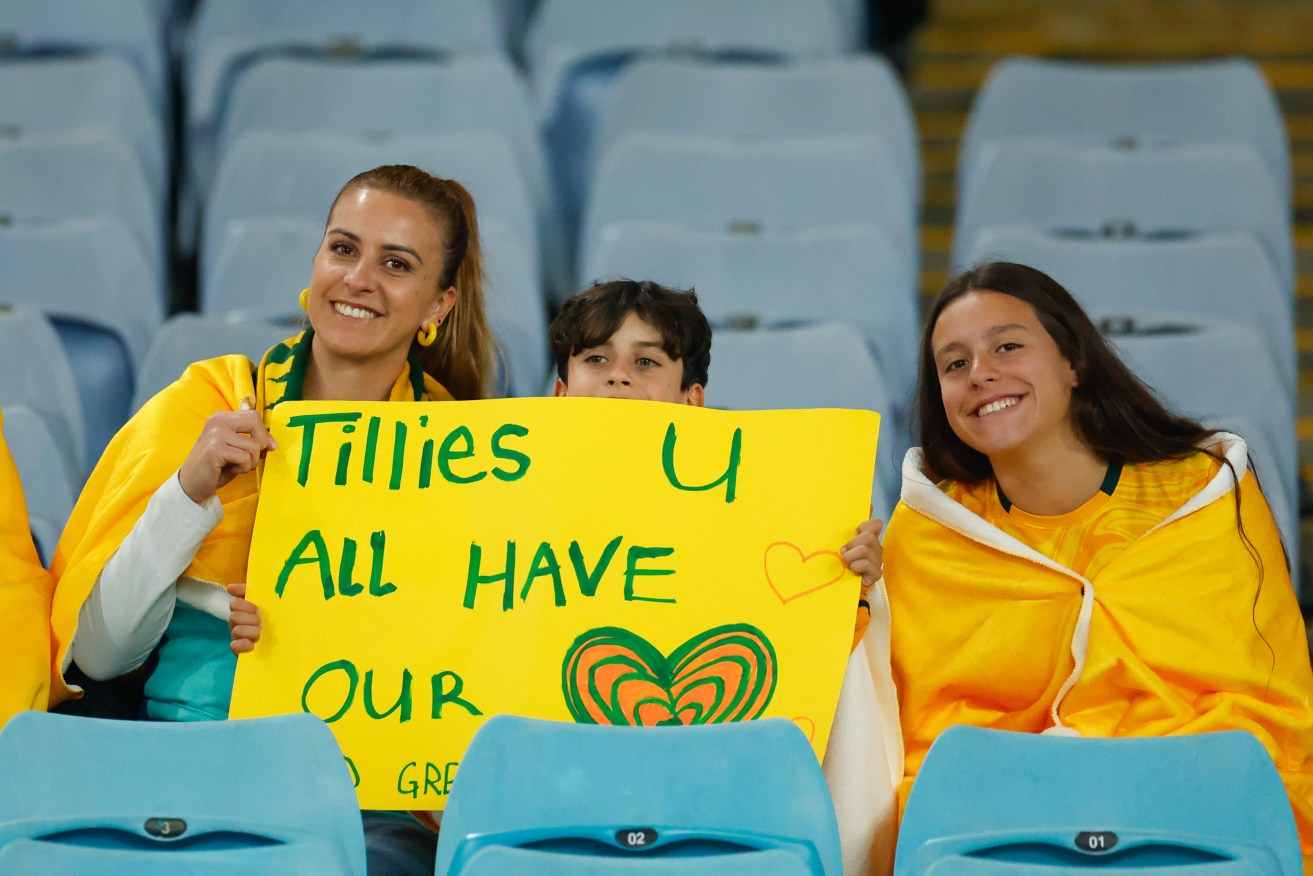 Sydney, Australia, August 16th 2023:  Fans of Australia ahead of the FIFA Womens World Cup 2023 semifinal football match between Australia and England at Stadium Australia in Sydney, Australia.  (James Whitehead / SPP) (Photo by James Whitehead / SPP/Sipa USA)  *** World Rights Except Brazil and Germany ***
