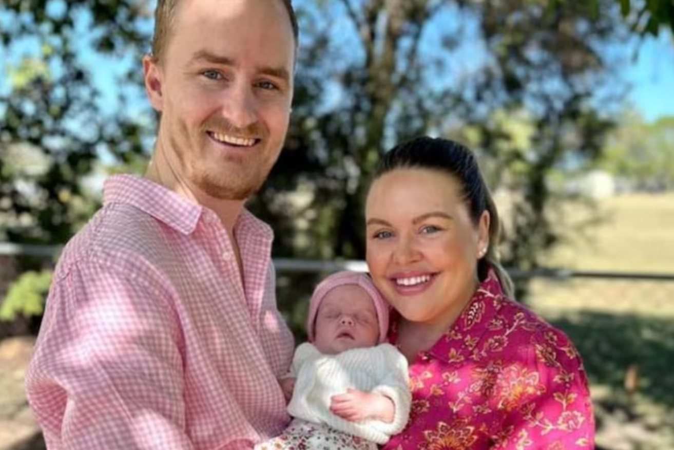 Matthew Cox with his wife Tayla Cox and their baby.(Supplied: Facebook)