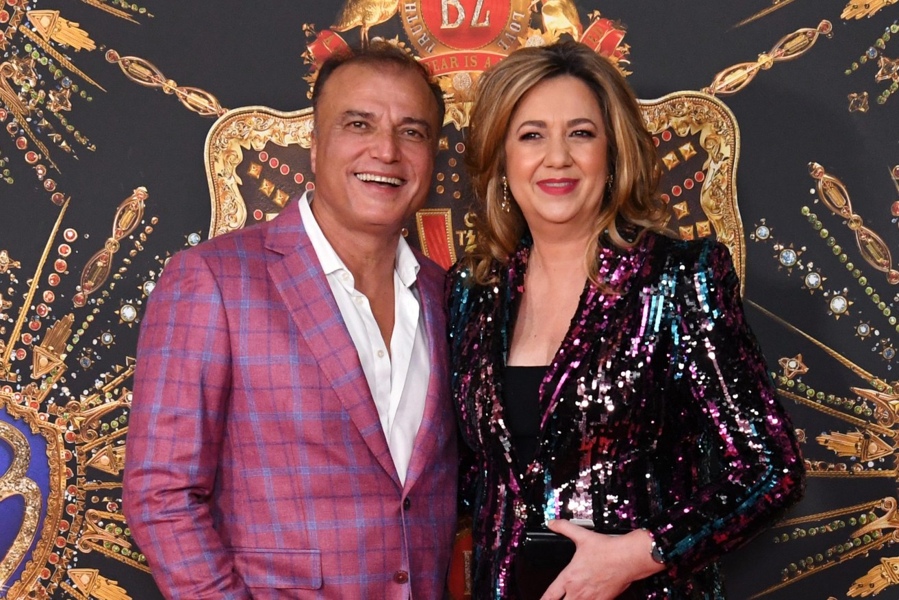 Reza Adib (left) and Queensland Premier Annastacia Palaszczuk (right)  on the red carpet during the Australian premiere of  the film ELVIS at Event Cinemas on the Gold Coast. (AAP Image/Darren England) 