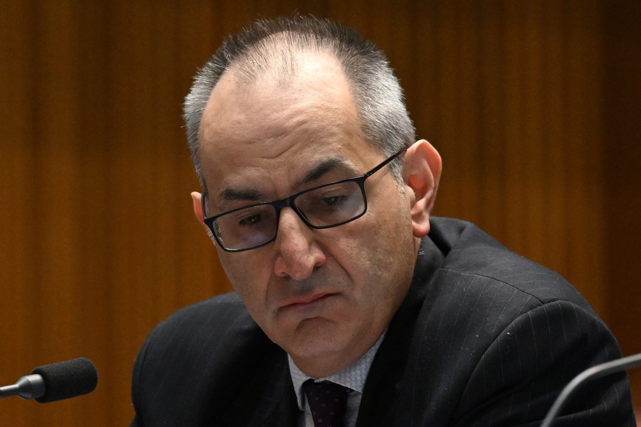 Secretary of the Department of Home Affairs Mike Pezzullo during Senate Estimates at Parliament House in Canberra, Friday, October 28, 2022. (AAP Image/Mick Tsikas) NO ARCHIVING