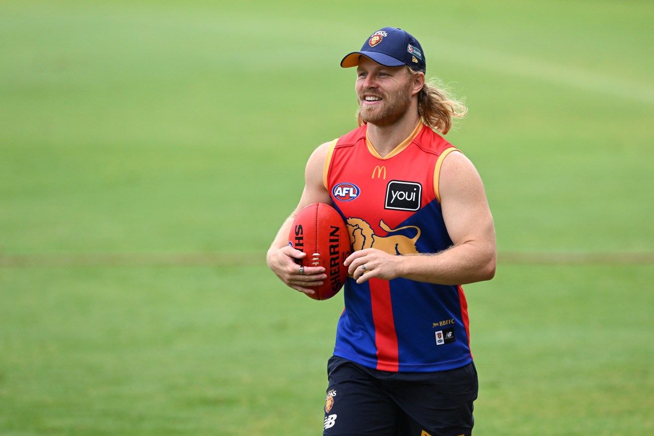 Daniel Rich of the Lions is seen during a Brisbane Lions training session at Brighton Homes Arena in Brisbane. (AAP Image/Darren England) 