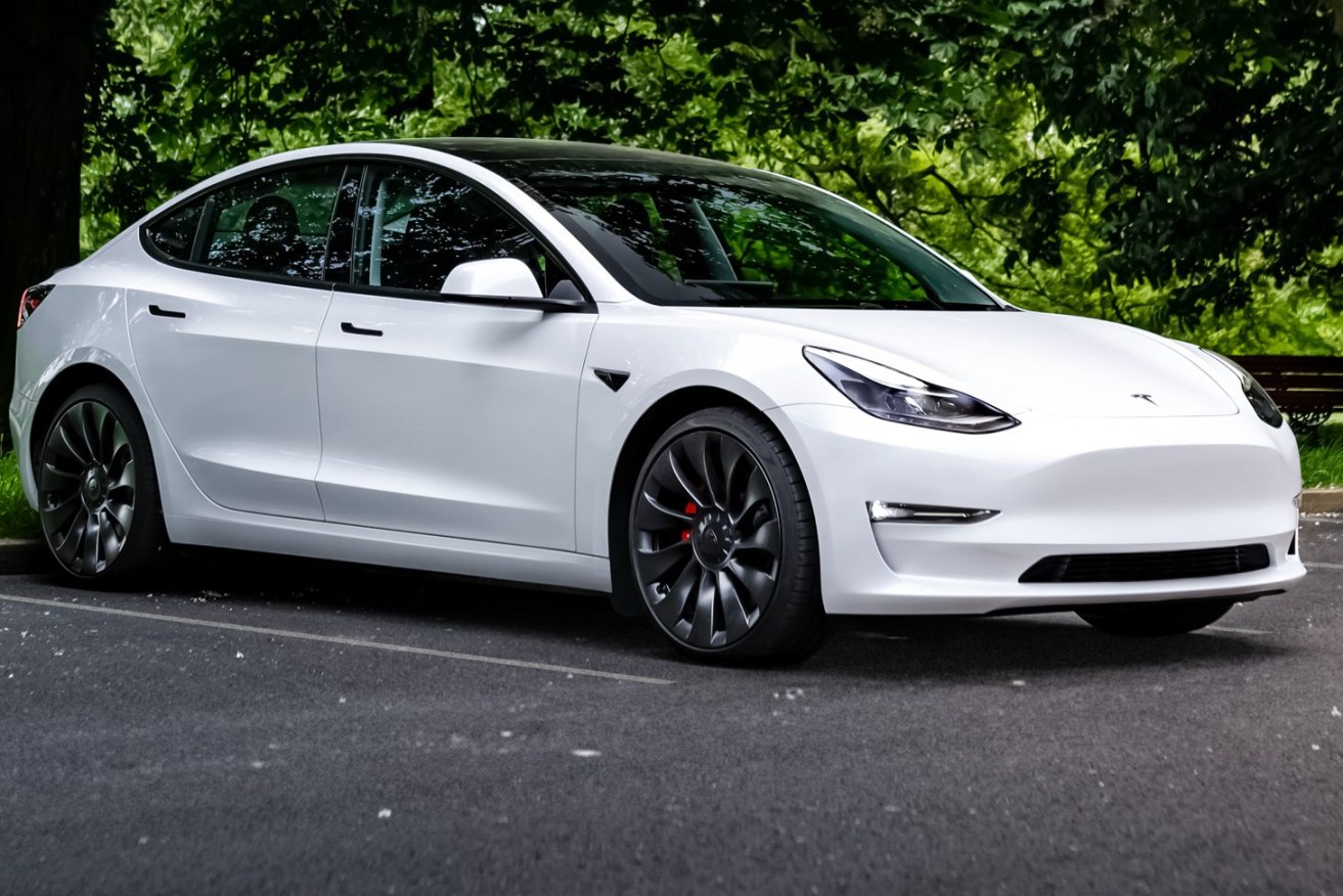 A supplied image obtained on Friday, September 1, 2023, of Tesla's upgraded Model 3 electric vehicle. (AAP Image/Supplied by Tesla) 