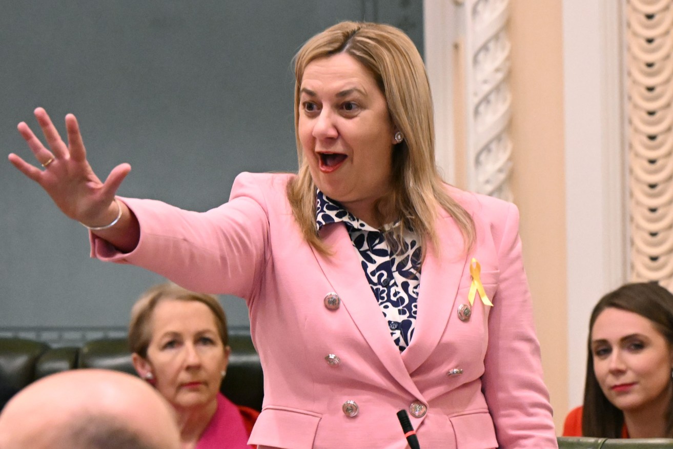 Queensland Premier Annastacia Palaszczuk (centre) is seen during Question Time at Queensland Parliament House (AAP Image/Darren England) 