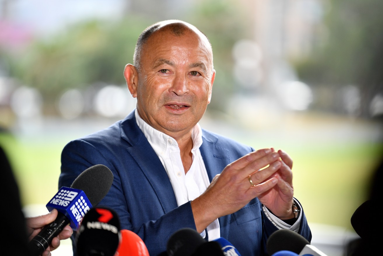 Wallabies head coach Eddie Jones speaks to the media during a press conference at Coogee Oval in Sydney, Tuesday, October 17, 2023. (AAP Image/Bianca De Marchi) 