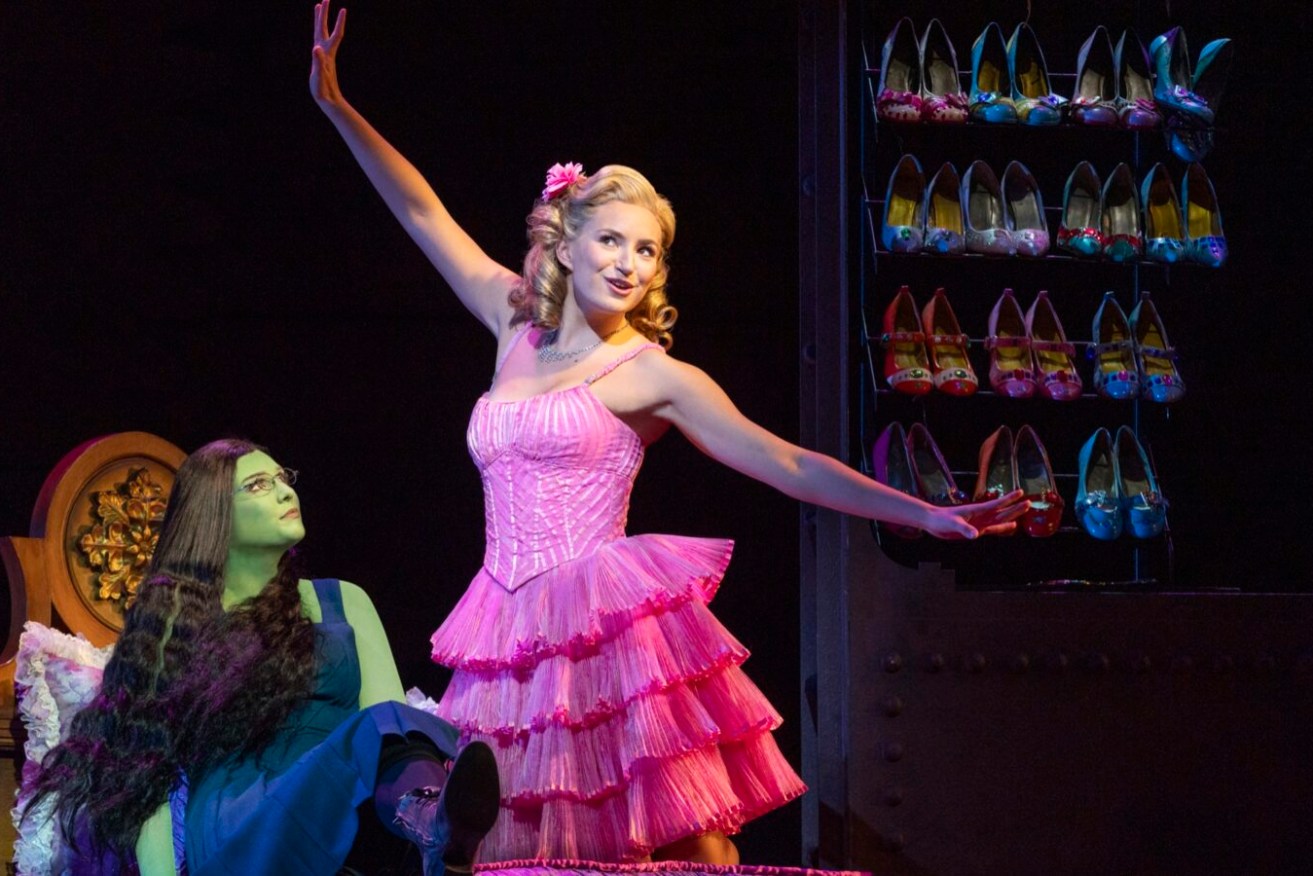 Griffith University Bachelor of Musical Theatre Program graduate Courtney Monsma (right) has gone on to star as Glinda the Good Witch in the Australian production of WICKED