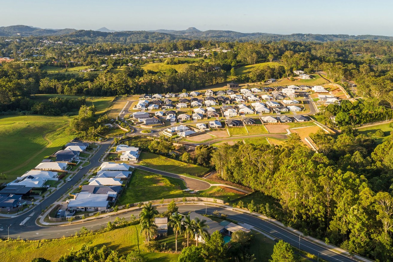 A housing development near Palmwoods on the Sunshine Coast. Latest figures show the population spike may already be waning. (Image: Panorama)