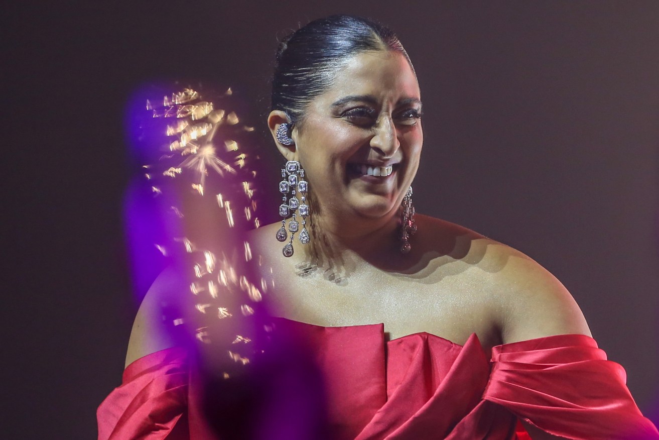  US rapper and singer-songwriter Raja Kumari performs during an event to celebrate the success of the Bollywood movie 'Jawan' at the box office in Mumbai, India, 15 September 2023. EPA/DIVYAKANT SOLANKI