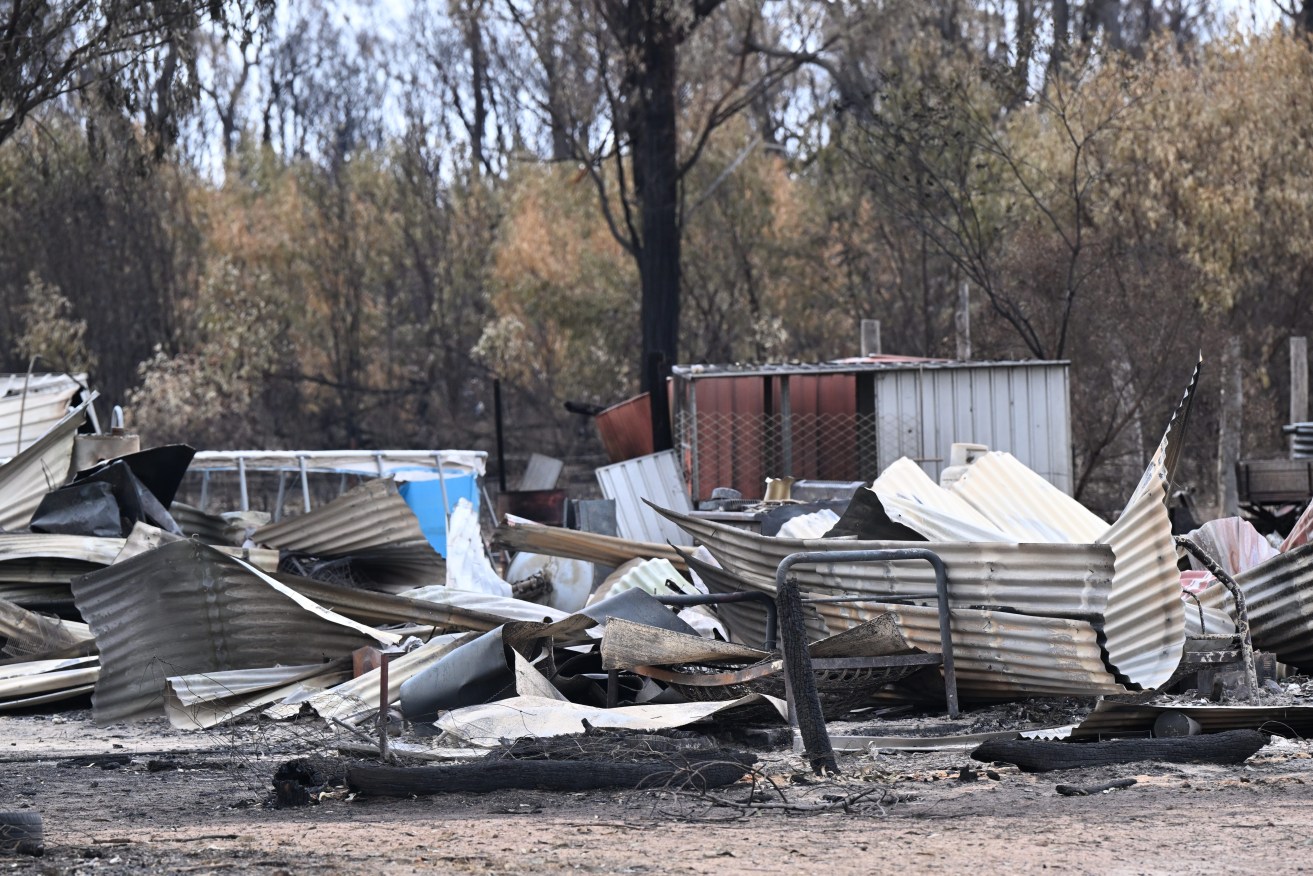 One of the properties destroyed by bushfire near the town of Tara. (AAP Image/Darren England) 