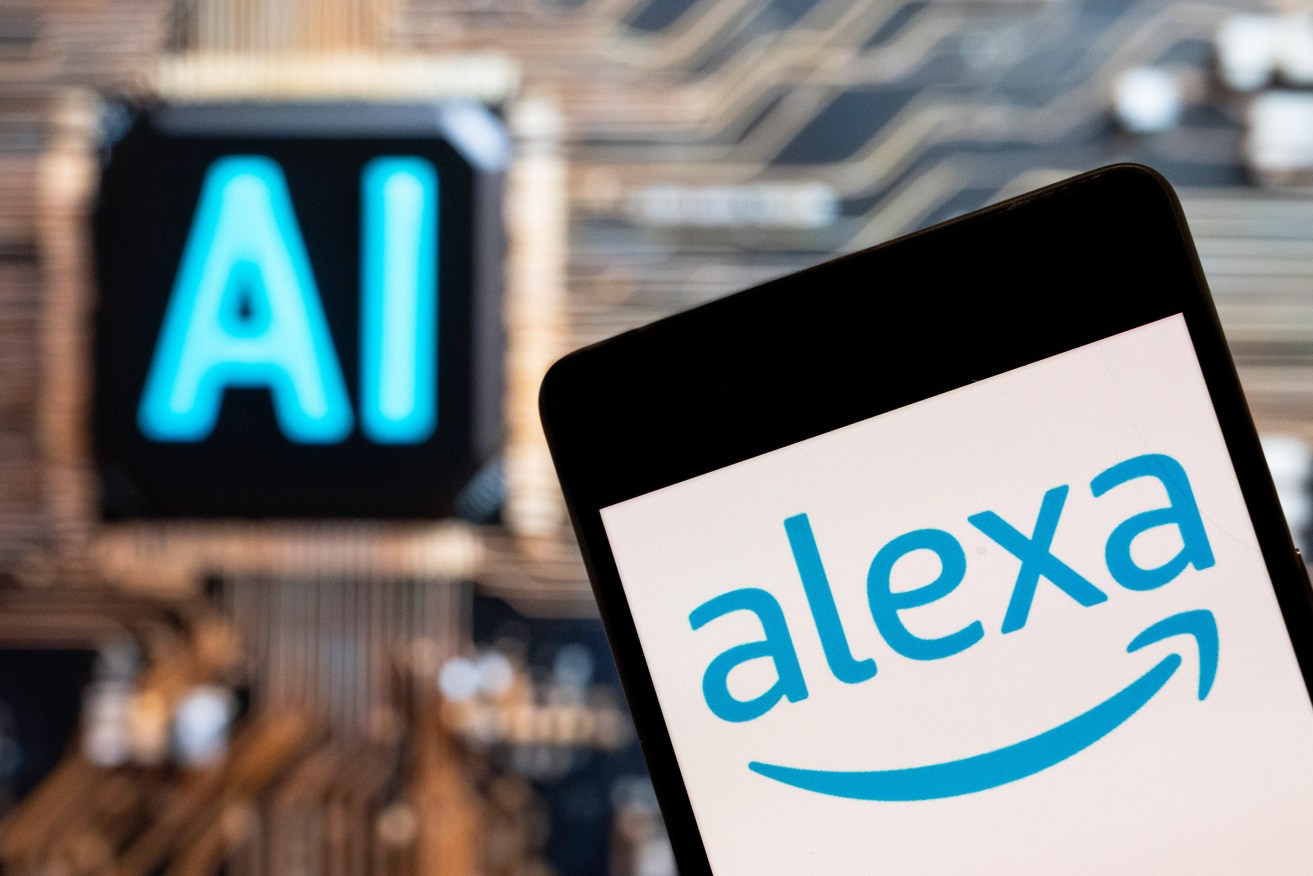 In this photo illustration, the virtual assistant technology owned by Amazon, Alexa, logo seen displayed on a smartphone with an Artificial intelligence (AI) chip and symbol in the background. (Photo by Budrul Chukrut / SOPA Images/Sipa USA) *** Strictly for editorial news purposes only ***