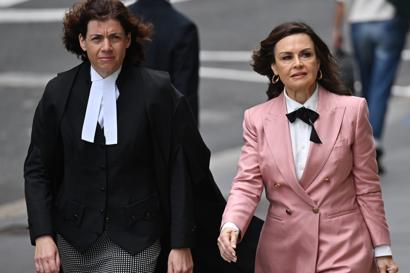Lisa Wilkinson (right) arrives at the Federal Court of Australia in Sydney. The trial continues in Bruce Lehrmann's defamation cases against Network Ten. (AAP Image/Dean Lewins)