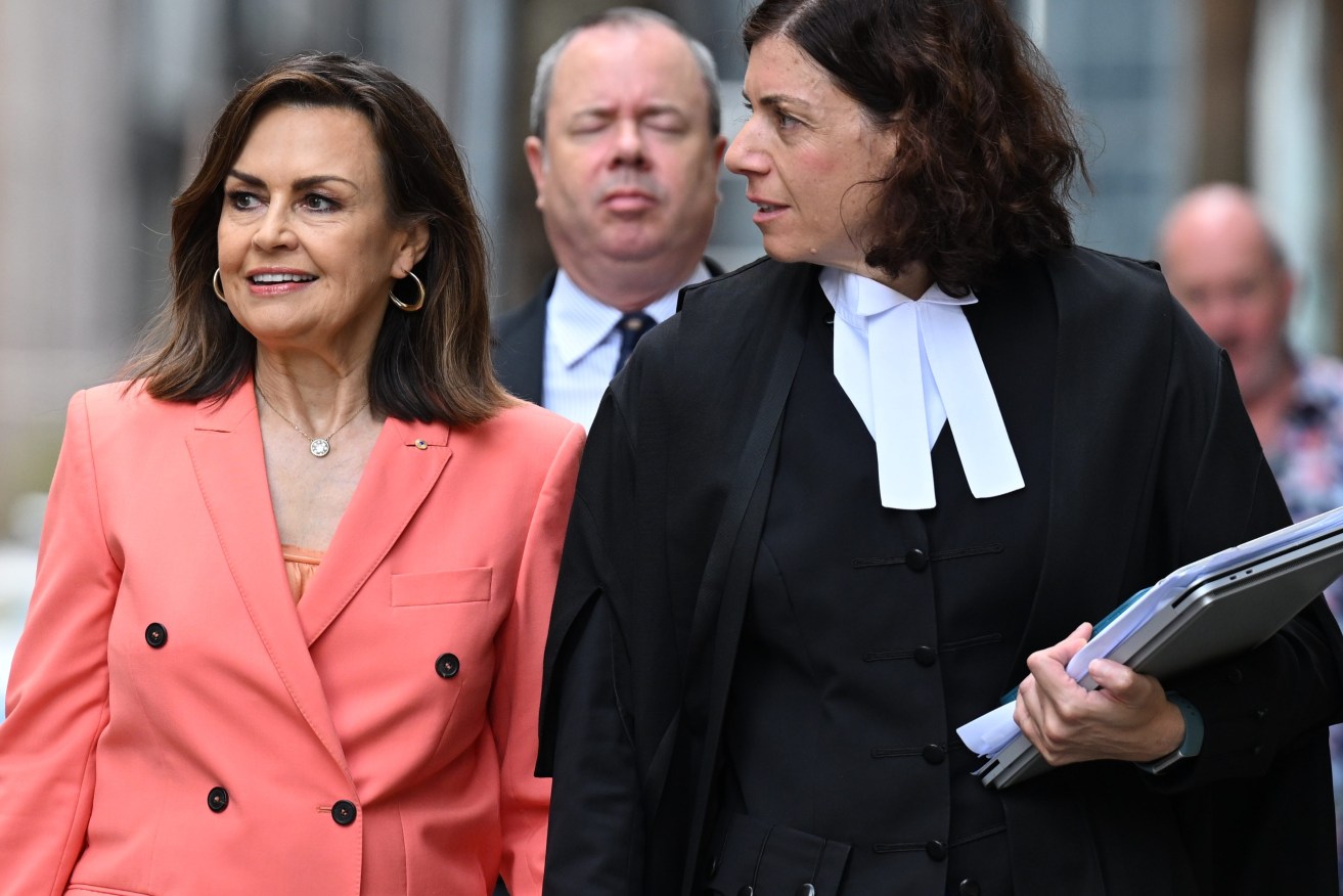 Lisa Wilkinson arrives at the Federal Court of Australia in Sydney. (AAP Image/Dean Lewins)
