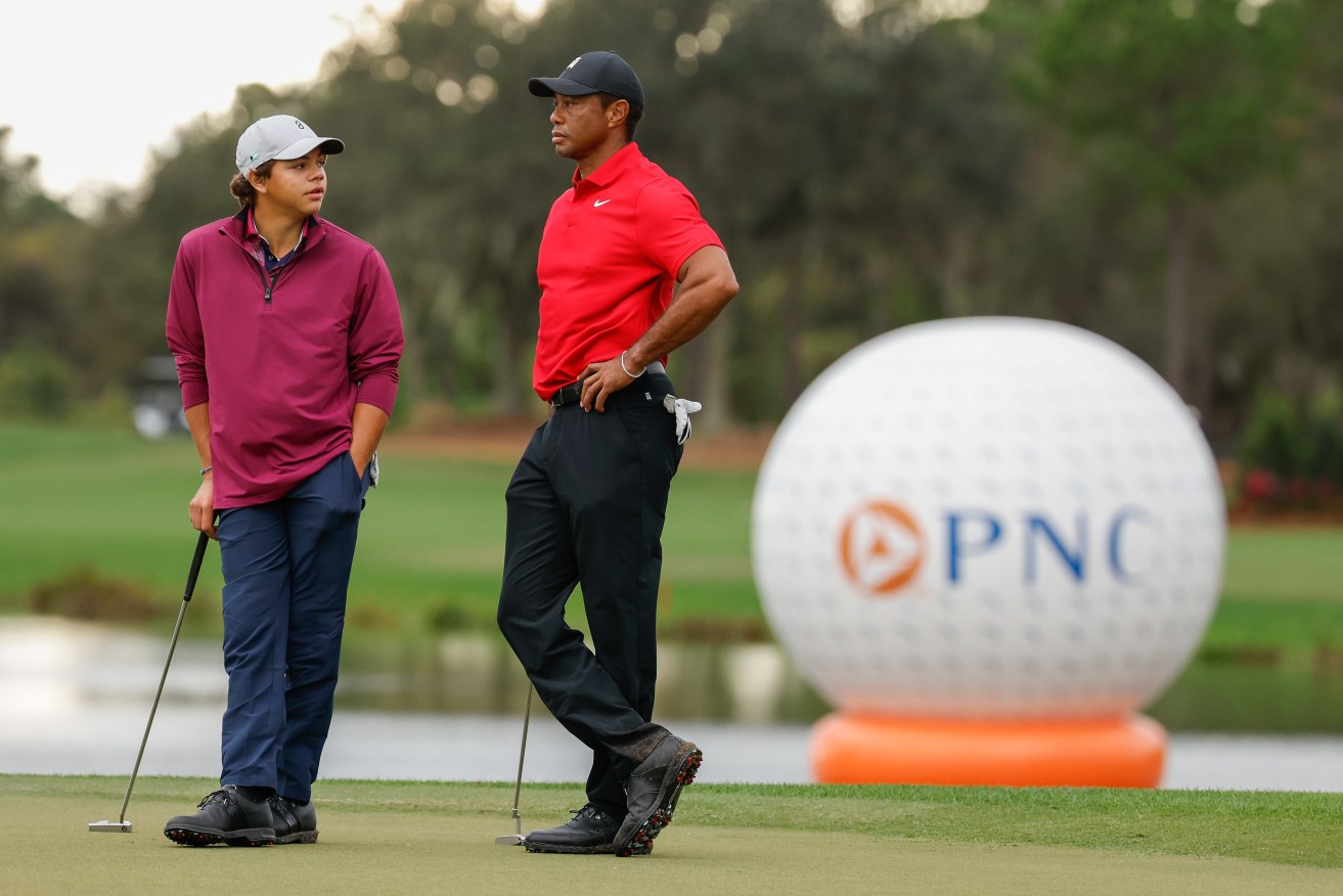 Tiger Woods, and Charlie Woods during Final Round of the PNC Championship golf tournament at the Ritz-Carlton Golf Club in Orlando, Florida. (Credit Image:  Darren Lee/Cal Sport Media/Sipa USA)