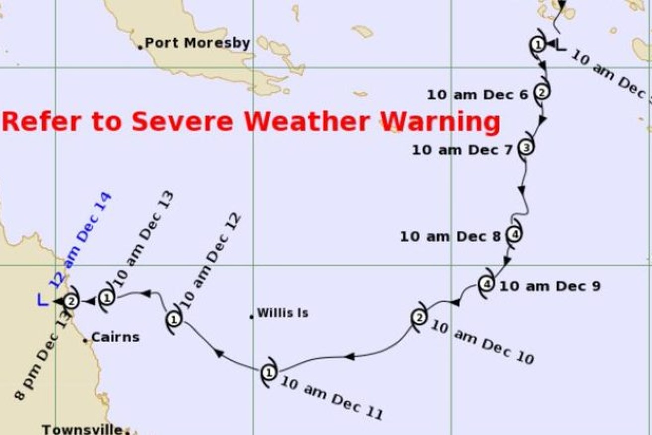 After three weeks of slow progress, Cycline Jasper has downgraded to a tropical low. (image: BoM).
