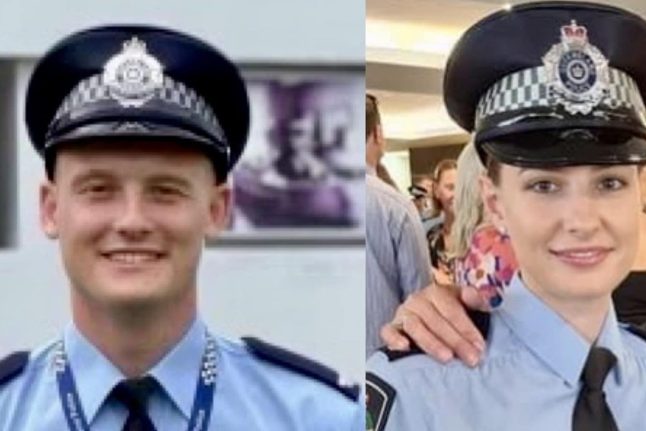 Constable Matthew Arnold  and Constable Rachel McCrow. (AAP Image/Supplied by the Queensland Police Union) 