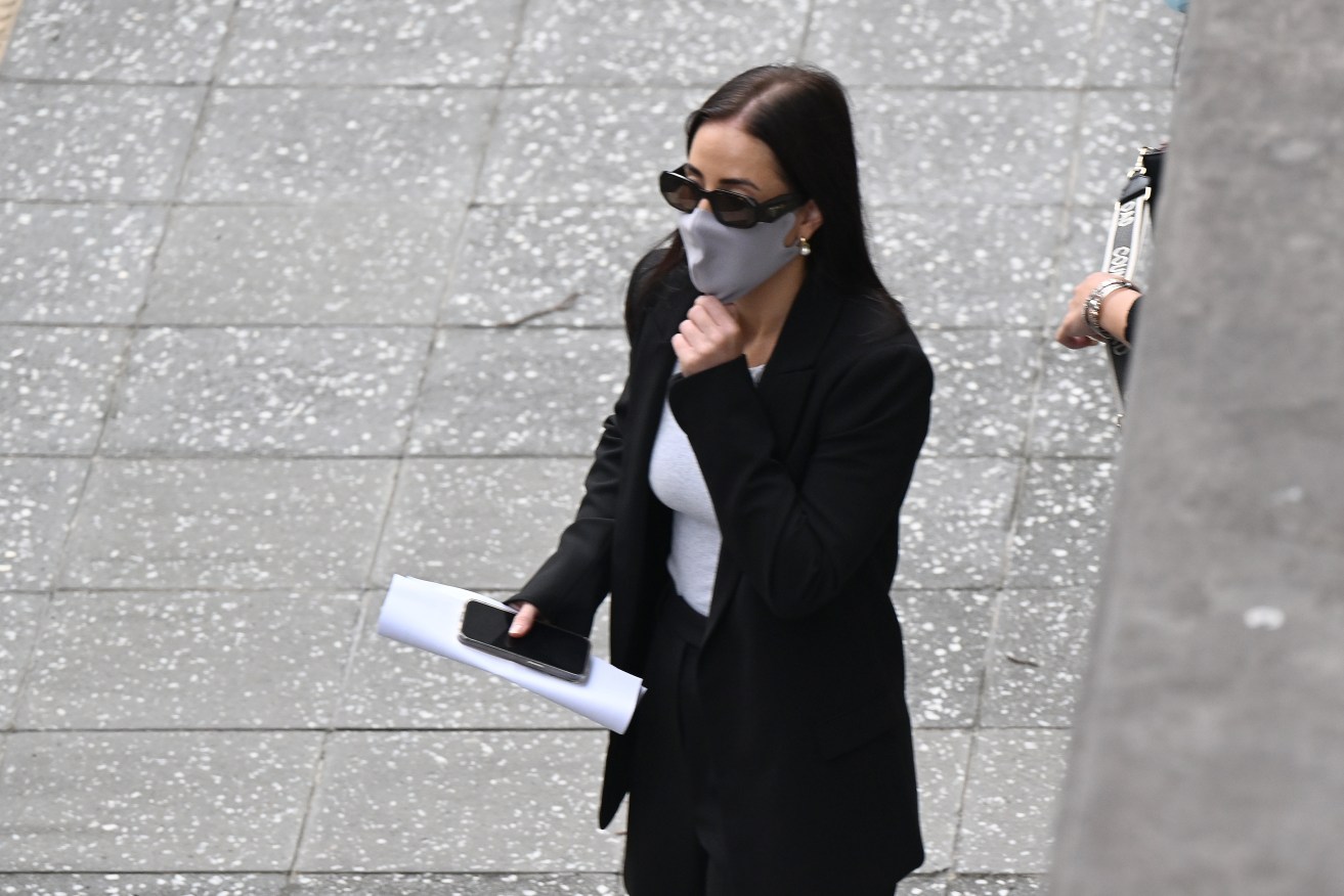 Chelsea Edwards is seen leaving the Brisbane Magistrates' Court in Brisbane, Tuesday, January 23, 2024. (AAP Image/Darren England) 