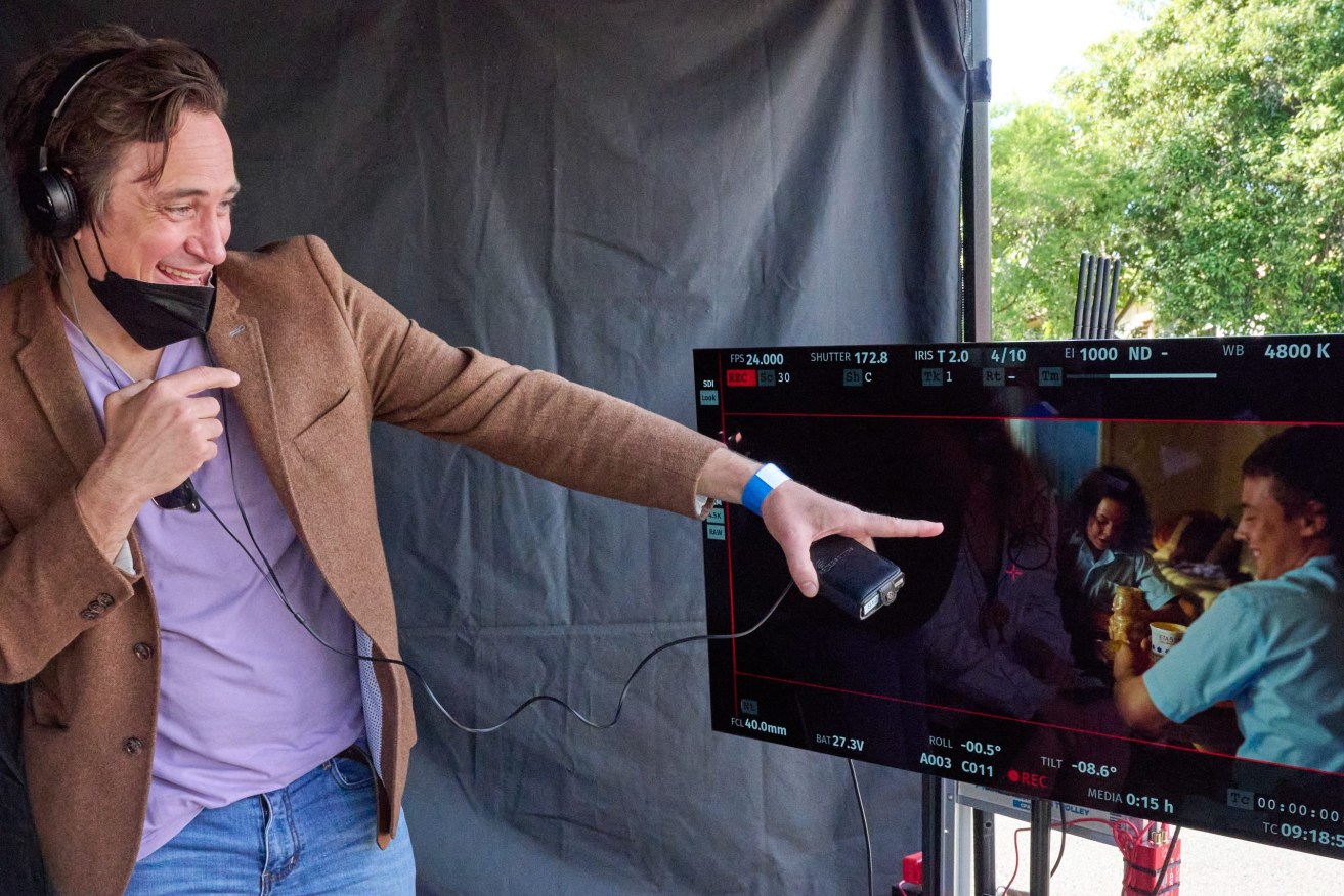Author Trent Dalton on the set of Boy Swallows Universe. Courtesy of Netflix © 2023