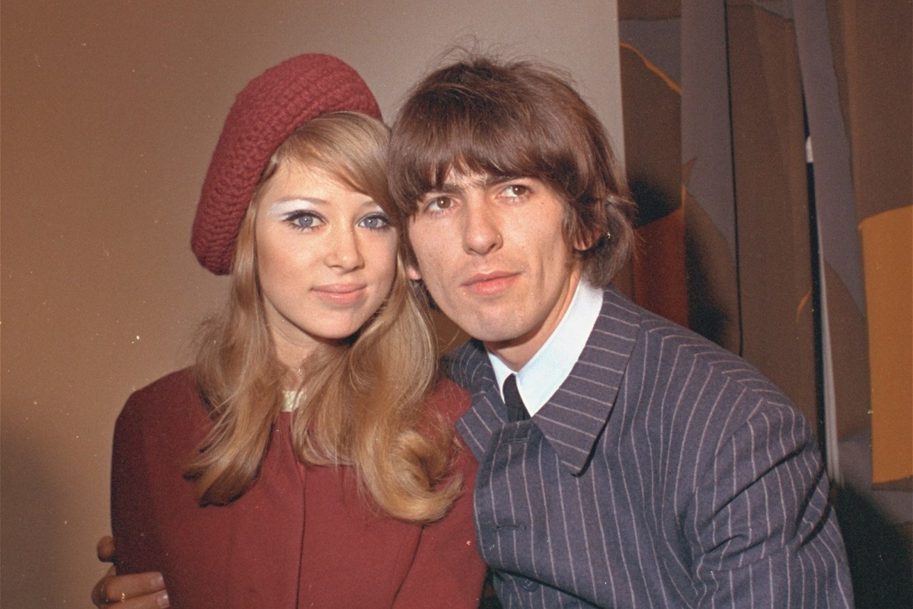 George Harrison, 22, of The Beatles, poses with his wife, the former Patti Boyd, 21, during a news conference in London, England, on Jan. 22, 1966.   (AP Photo)