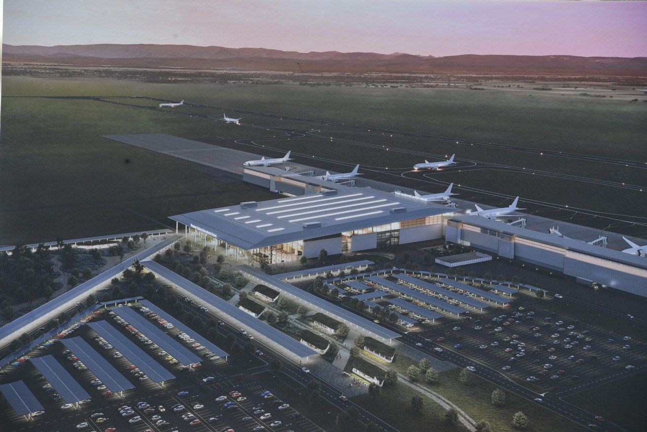 An artists impression of the Western Sydney Airport in Sydney, Friday, November 19, 2021. (AAP Image/Dean Lewins) 