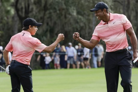 Can’t see the trees for the Woodses: Tiger’s boy Charlie, 15, takes a swing at PGA event