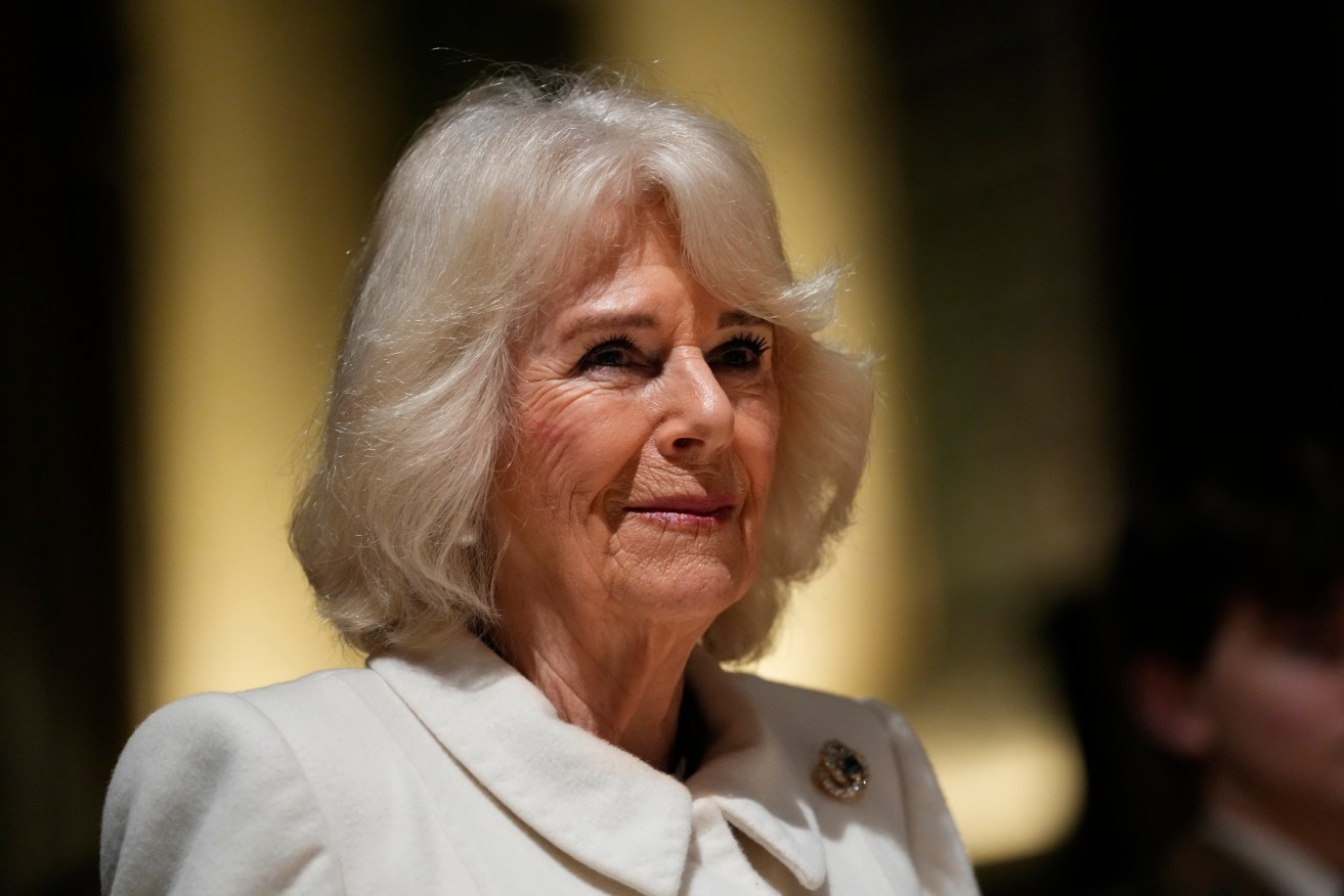 Britain's Queen Camilla attends a Musical Evening at Salisbury Cathedral, Salisbury, England, Thursday, Feb. 8, 2024, to celebrate the work of local charities. (AP Photo/Kirsty Wigglesworth, Pool)