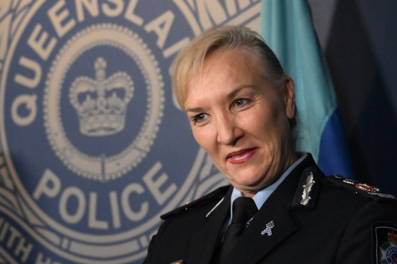 Queensland Police Commissioner Katarina Carroll announces her resignation to the media at Police Headquarters in Brisbane.  (AAP Image/Darren England) 