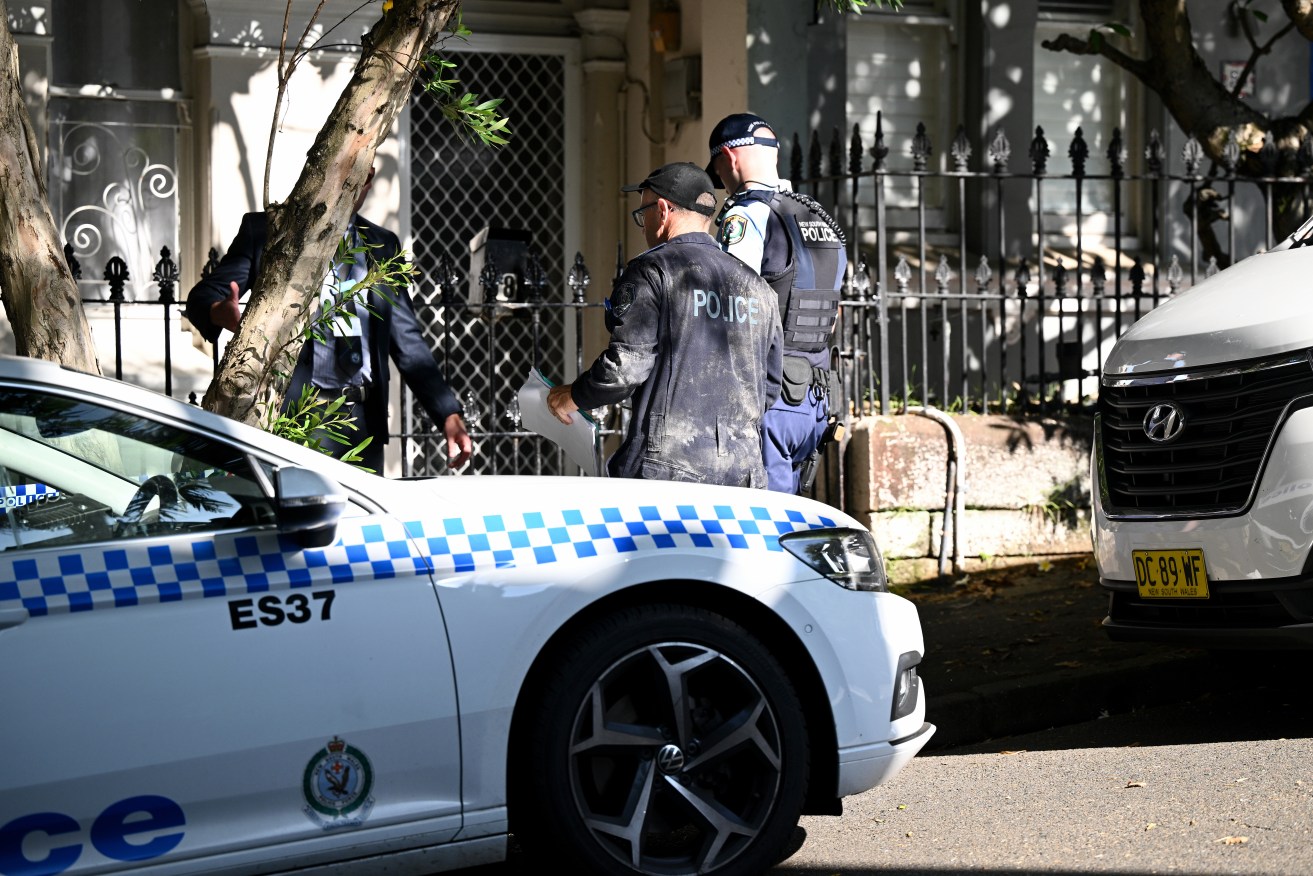 NSW Police, Detectives and Forensic investigators are seen at a home in Paddington, Sydney. Ex-Channel Ten reporter Jesse Baird, 26, and his Qantas flight attendant boyfriend Luke Davies, 29, disappeared from Sydney's east on Monday and have not been seen or heard from since. (AAP Image/Dan Himbrechts) 