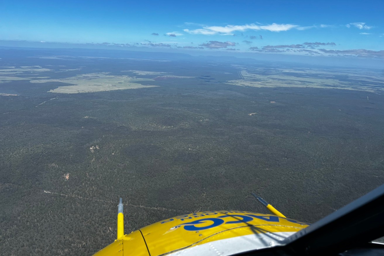 A supplied image of rescue helicopter on route to treat a man trapped in a grain silo in Queensland's far north.
 Wednesday, February 28, 2024, (AAP Image/Supplied by RACQ LifeFlight Rescue)  ONLY