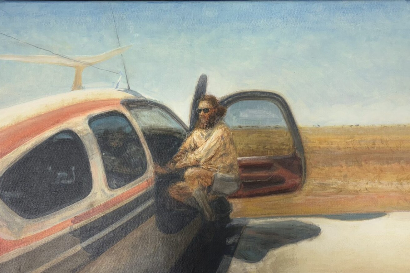 Aaron Butt's portrait of Mervyn Moriarty, The Flying Artist, can be seen at Mitchell Fine Art in Fortitude Valley.