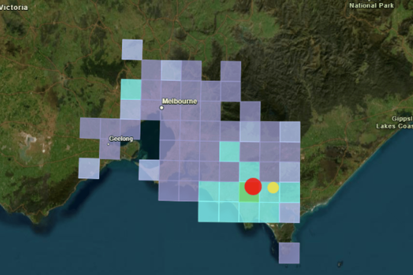 Geoscience Australia released this graphic image of this morning's earthquake south of Melbourne.