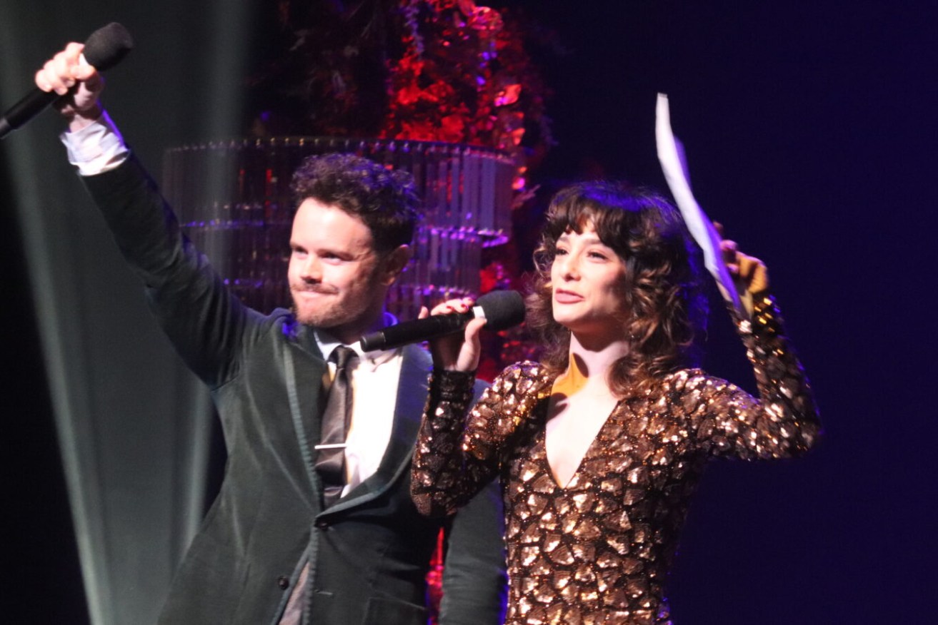 Tom Oliver and Angelique Cassimatis hosted this year's Matilda Awards at Brisbane Powerhouse. Photo: Susan Hetherington