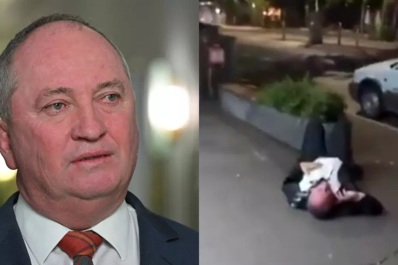 Former Deputy Primve Minister Barnaby Joyce said he made a 'big mistake' in reference to being filmed lying on a Canberra footpath on February 7. Pictures by AAP Image/Mick Tsikas and Sunrise