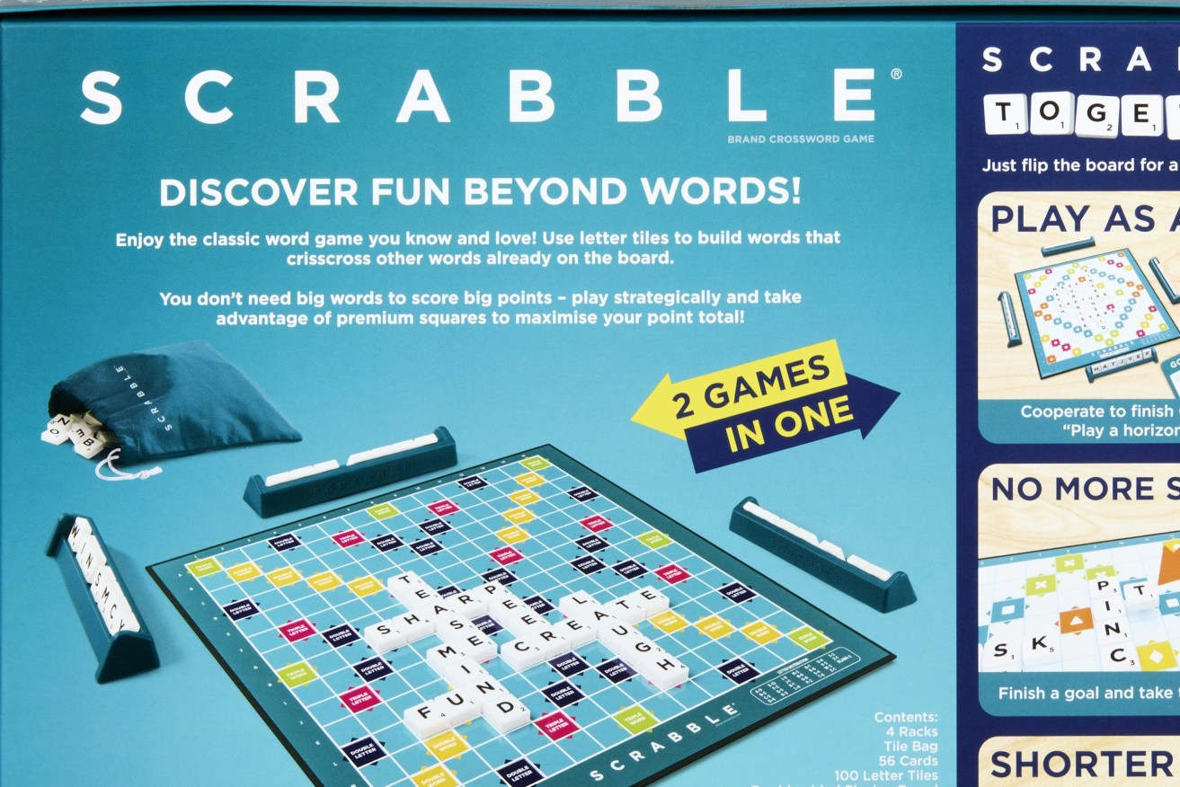 This photo provided by Mattel shows the new version of the board game Scrabble, that includes a new version called Scrabble Together “for anyone who finds word games intimidating." (Mattel via AP)