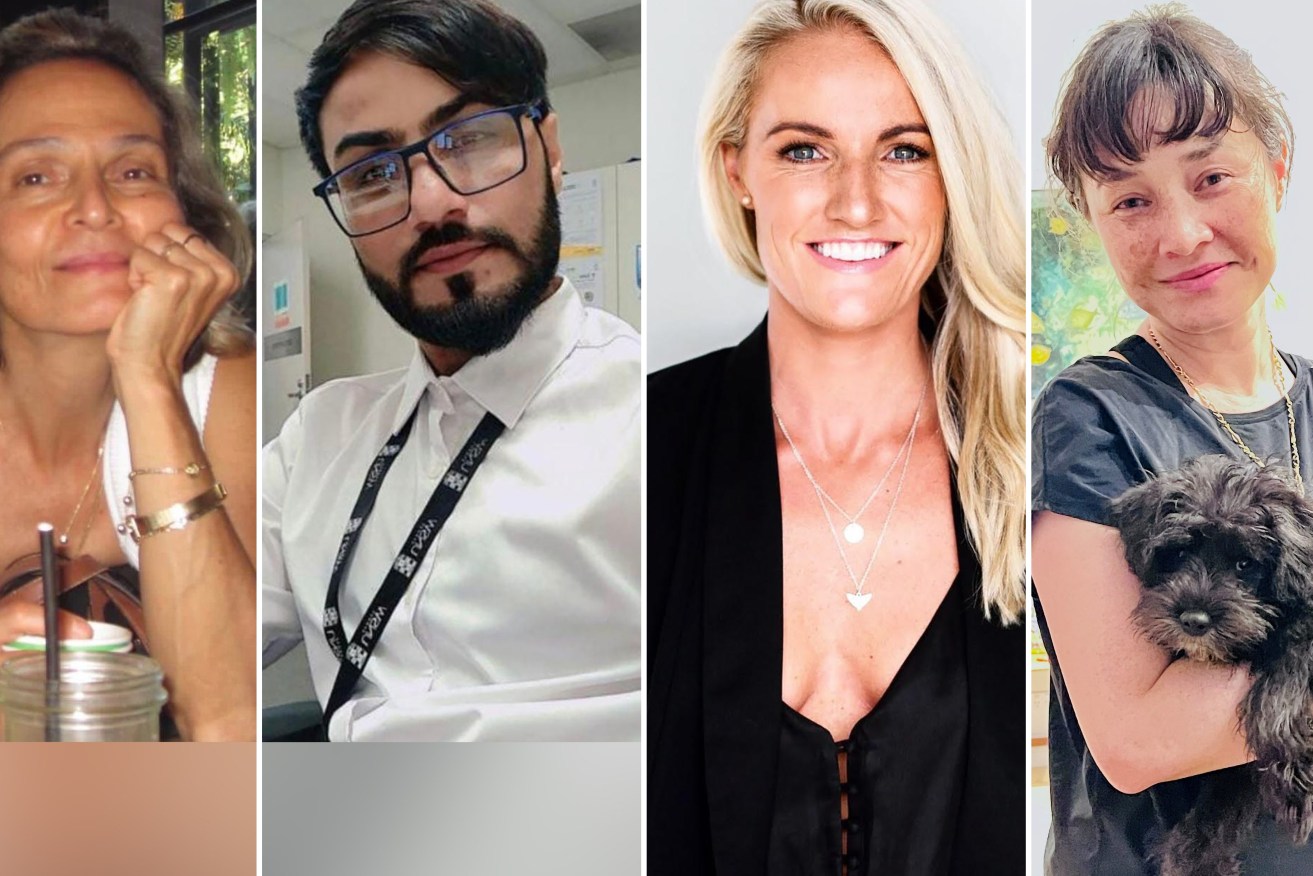 A combined image of four undated supplied images shows Bondi Junction stabbing victims (L-R) Pikria Darchia, Faraz Tahir, Ashlee Good and Jade Young. (AAP Image/Supplied by NSW Police, Ahmadiyya Muslim Community Australia, the Good family)